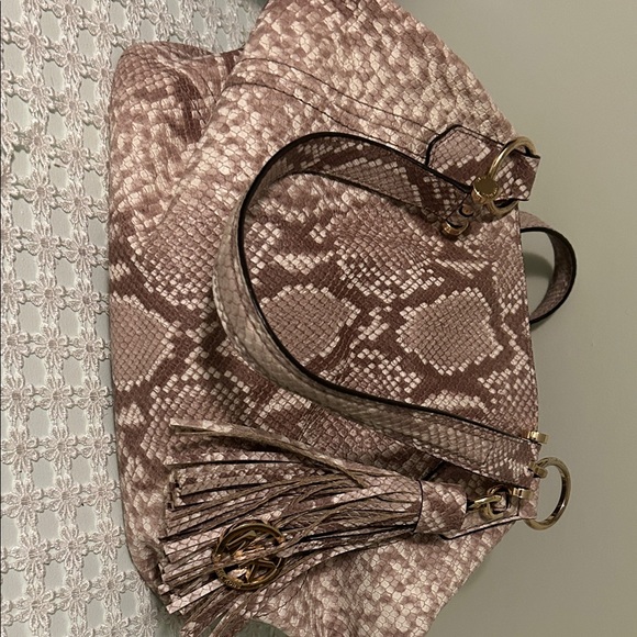 Michael Kors Handbags - Michael Kors Pink Snake Print Shoulder Bag